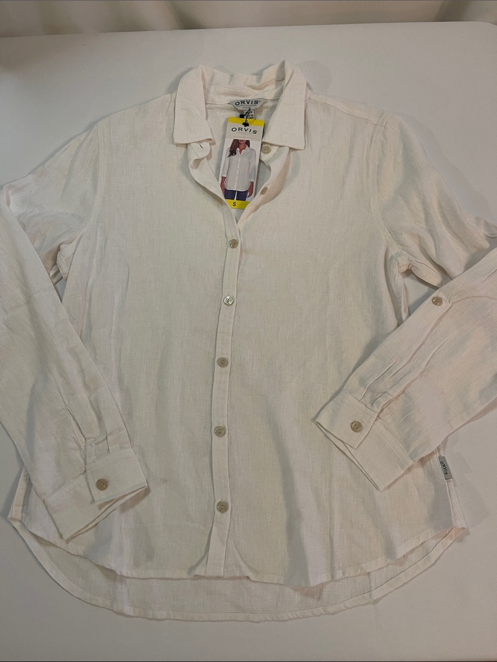 NWT Orvis women’s White Linen Button-Down Shirt 1588920